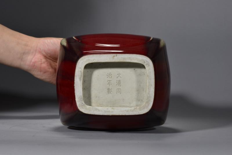清同治 窑变釉贯耳瓶 - 图6