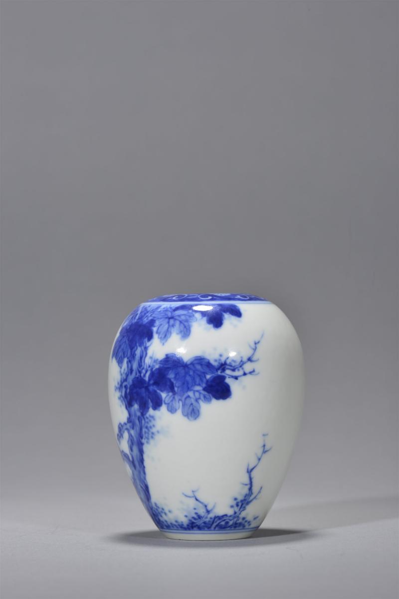 清光绪 青花花鸟纹水盂 - 图3