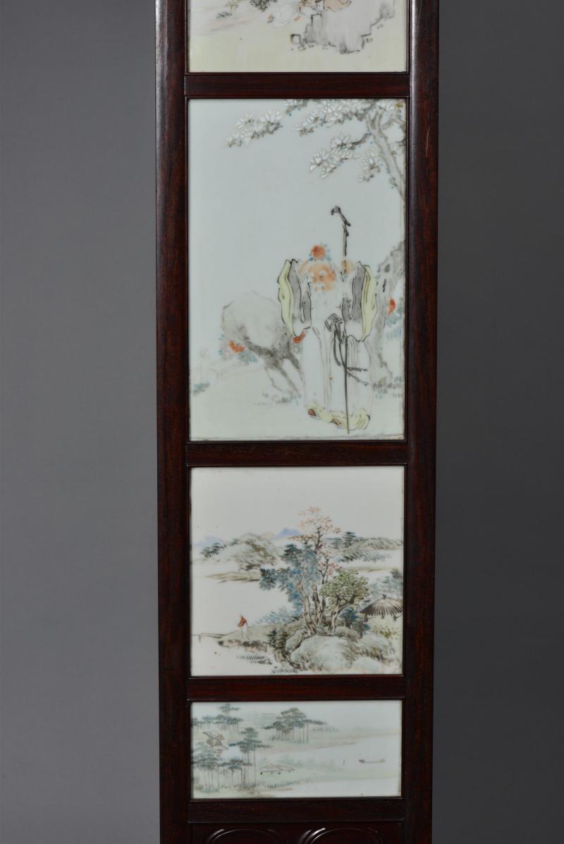 清光绪 任焕章浅绛彩山水人物花鸟八条屏 - 图17