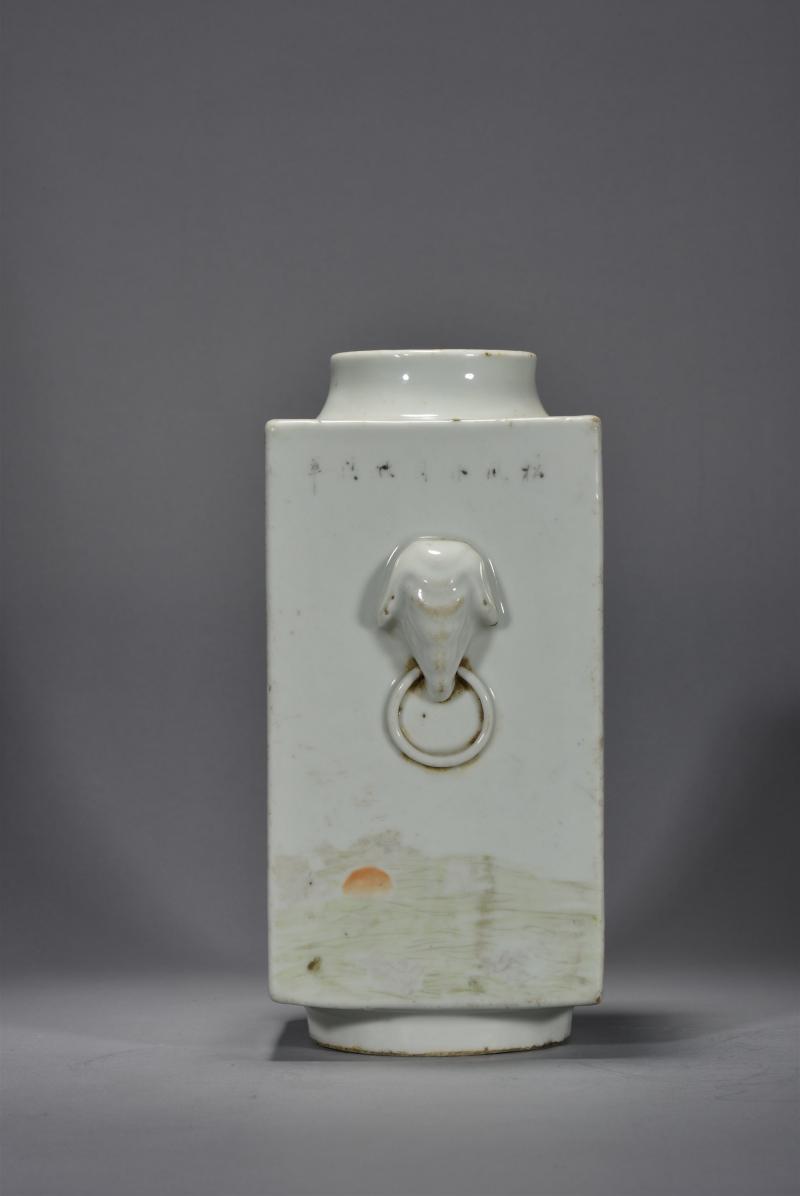 清光绪 胡孔规山水花鸟琮式瓶 - 图7