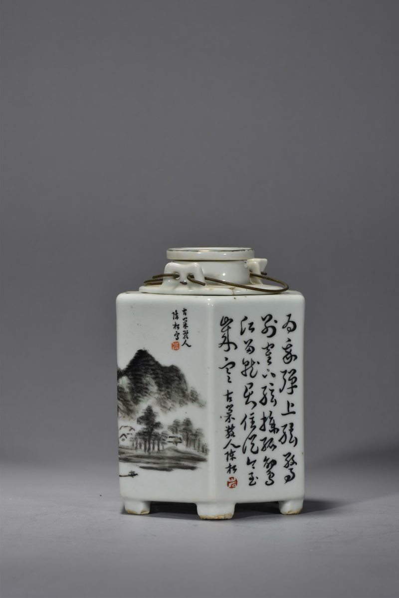 民国 陈松米家山水六方温酒壶 - 图4