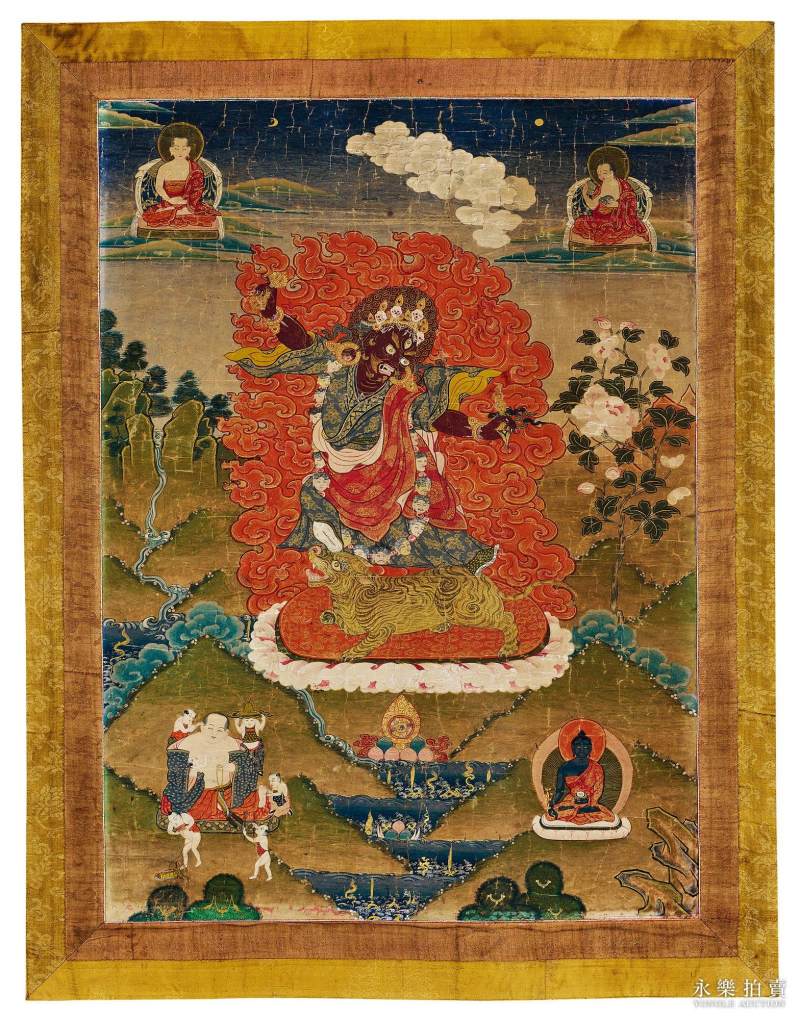 18世纪 （西藏）矿物彩绘莲师八变之愤怒金刚唐卡
