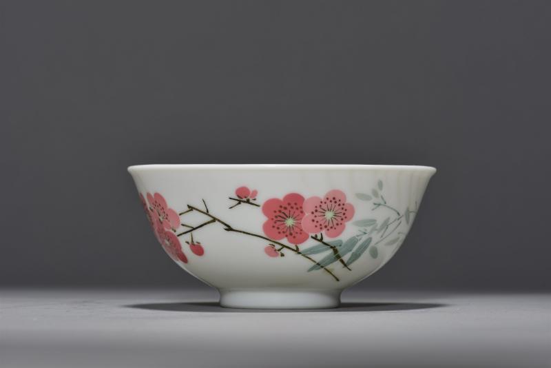 近现代 7501 釉中彩竹叶梅花碗 - 图2
