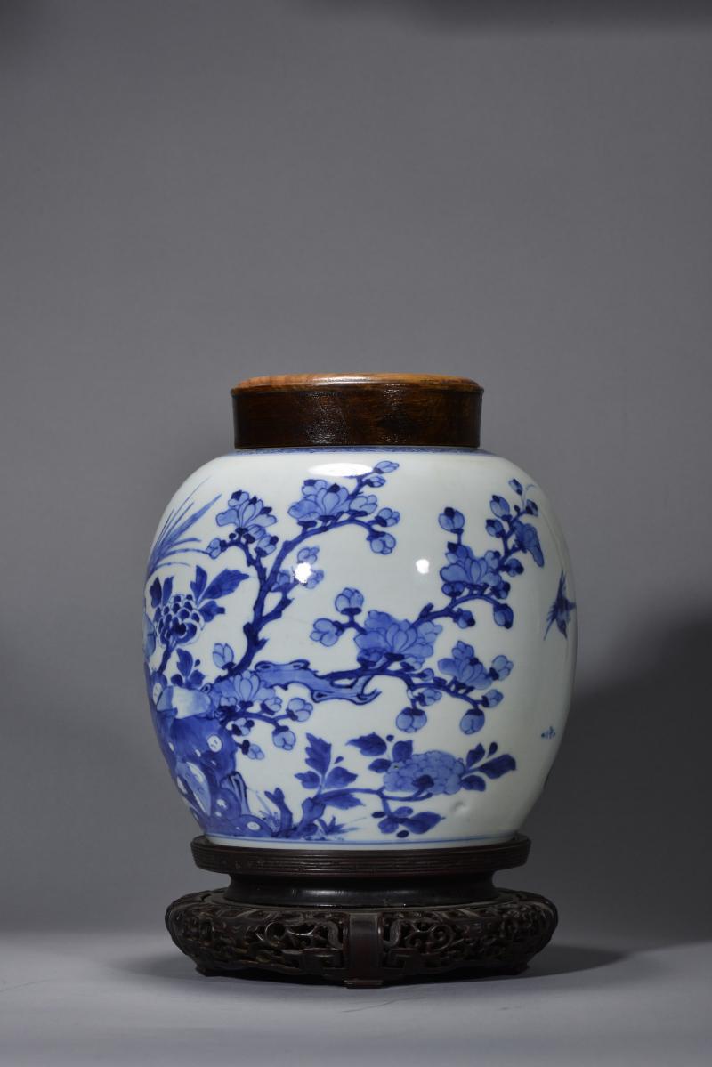 清康熙 青花雉鸡牡丹纹罐 - 图5