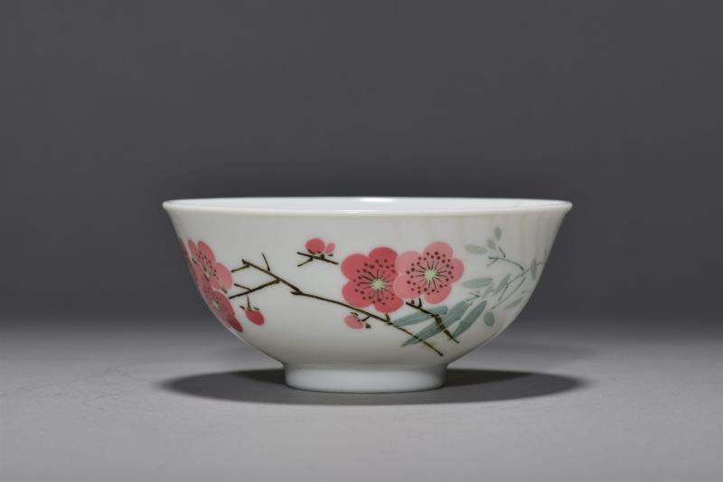 近现代 7501 釉中彩竹叶梅花碗 - 图3