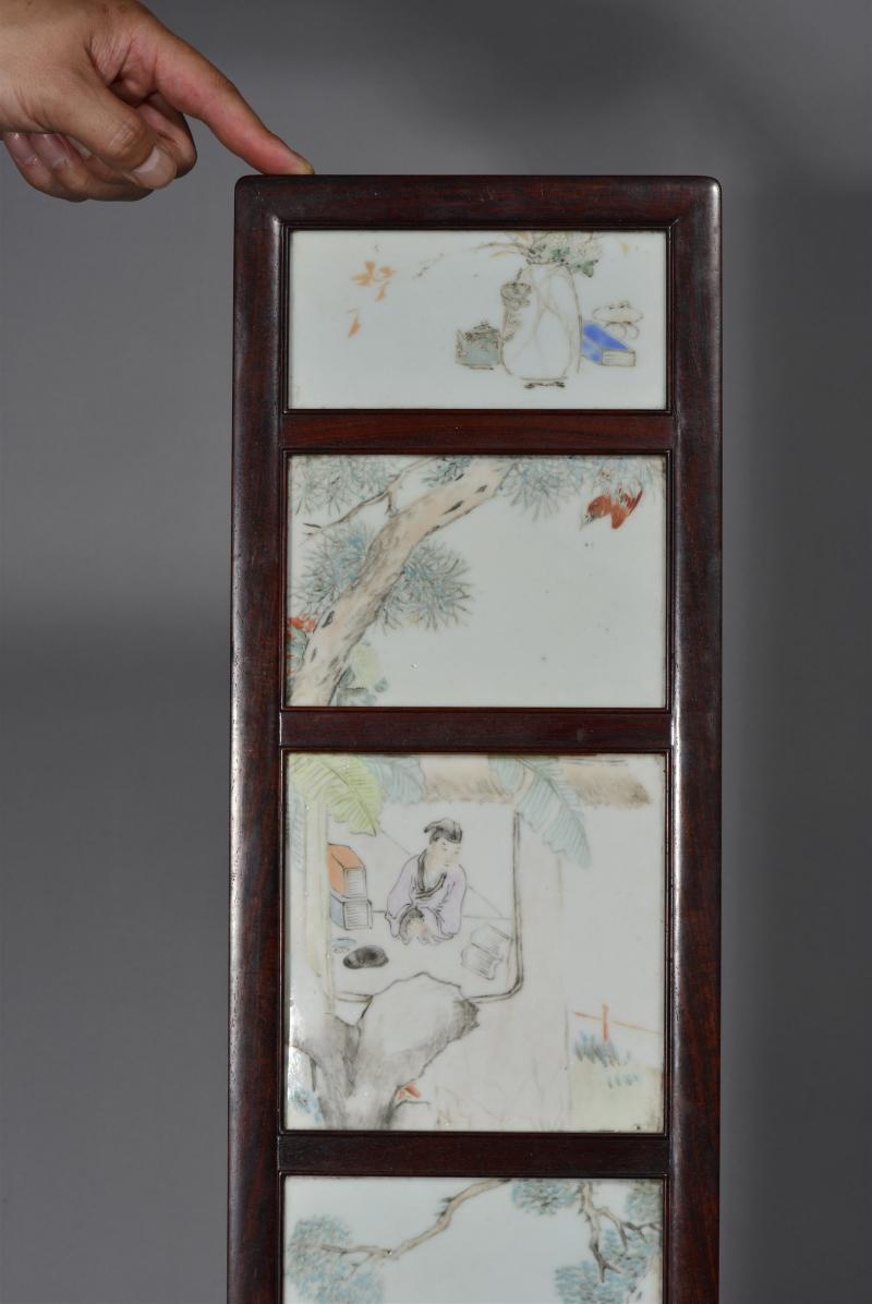清光绪 任焕章浅绛彩山水人物花鸟八条屏 - 图19