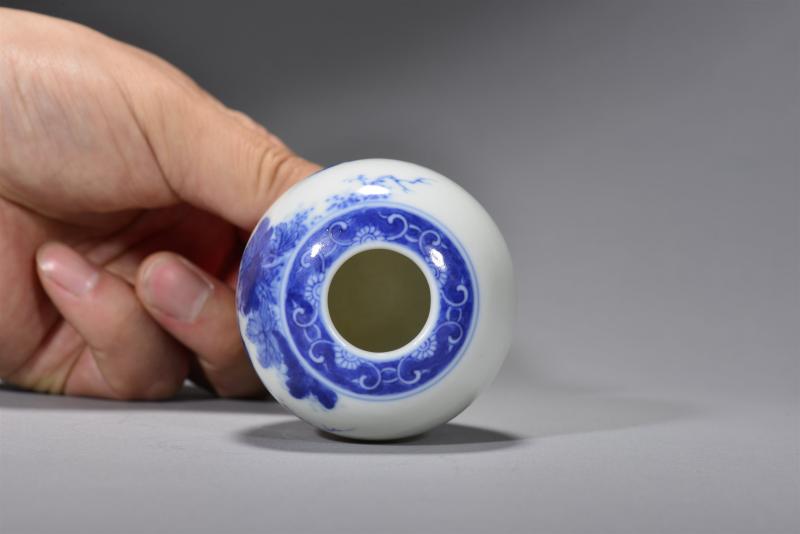 清光绪 青花花鸟纹水盂 - 图6
