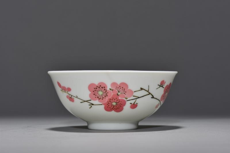 近现代 7501 釉中彩竹叶梅花碗 - 图4