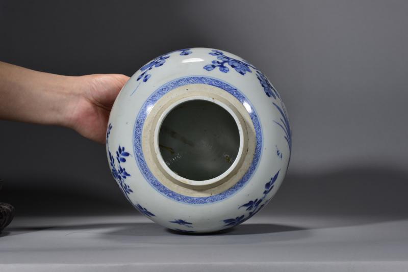 清康熙 青花雉鸡牡丹纹罐 - 图7