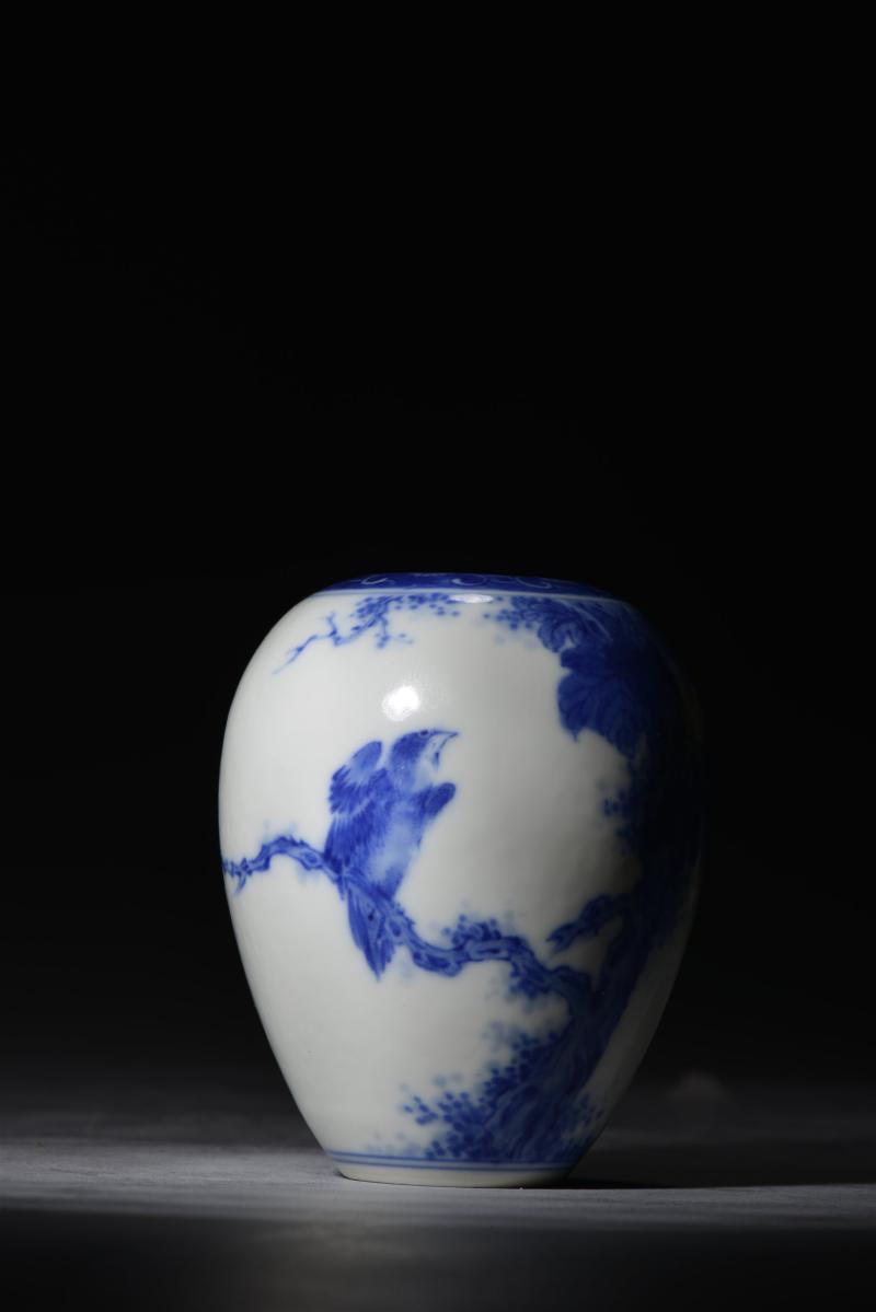 清光绪 青花花鸟纹水盂 - 图8