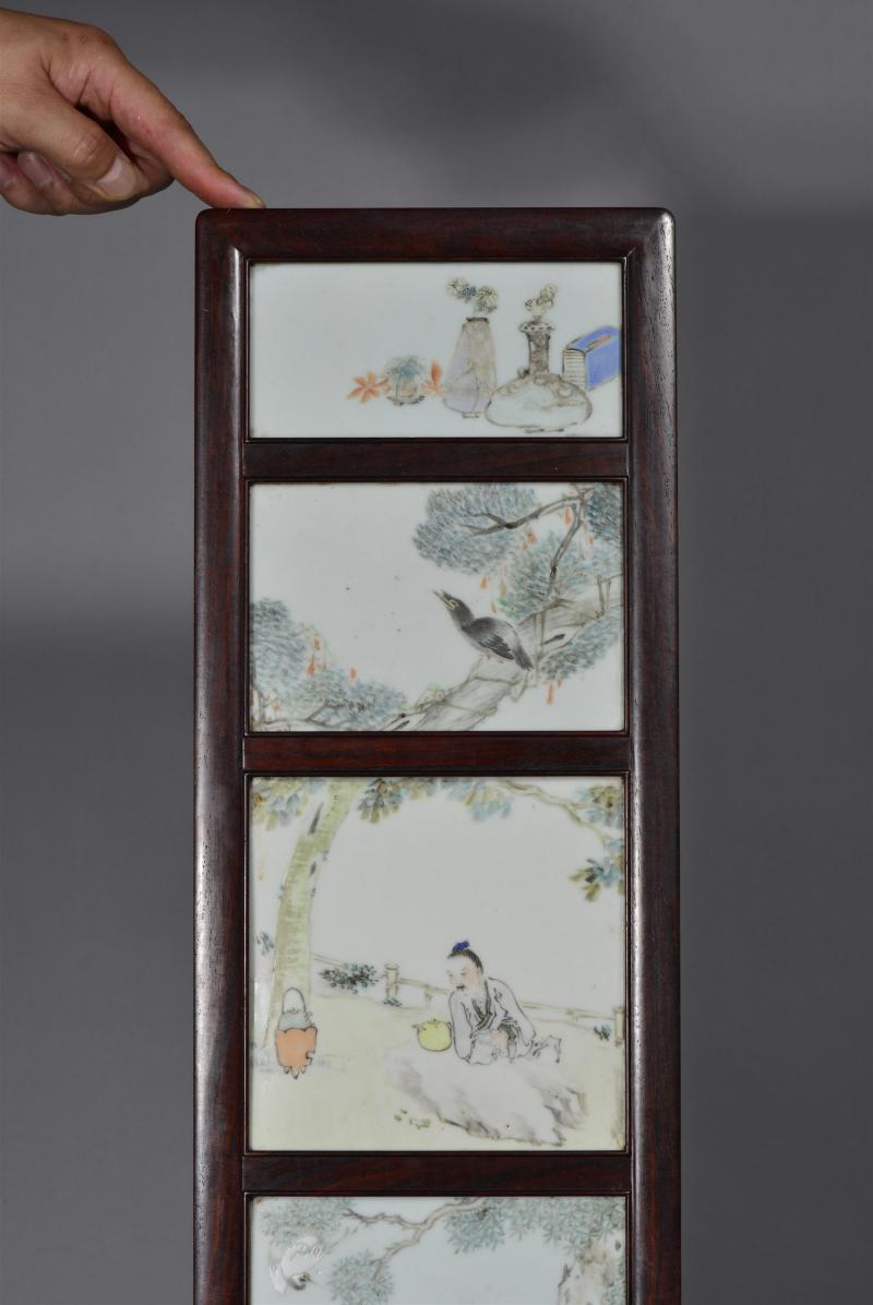清光绪 任焕章浅绛彩山水人物花鸟八条屏 - 图22
