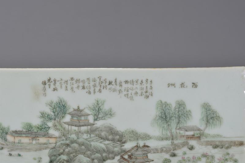 民国 粉彩「百花洲」瓷板 - 图6