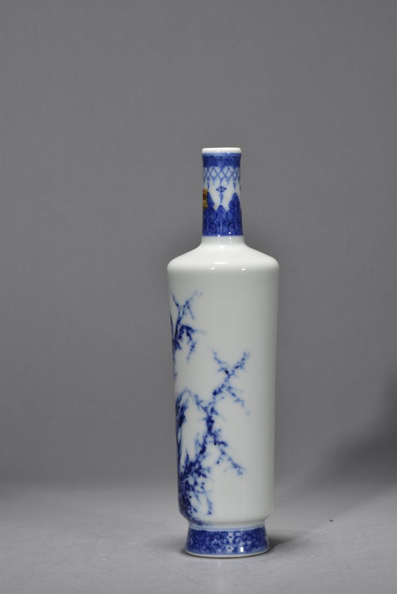 民国 王步风格青花花鸟棒槌瓶 - 图4