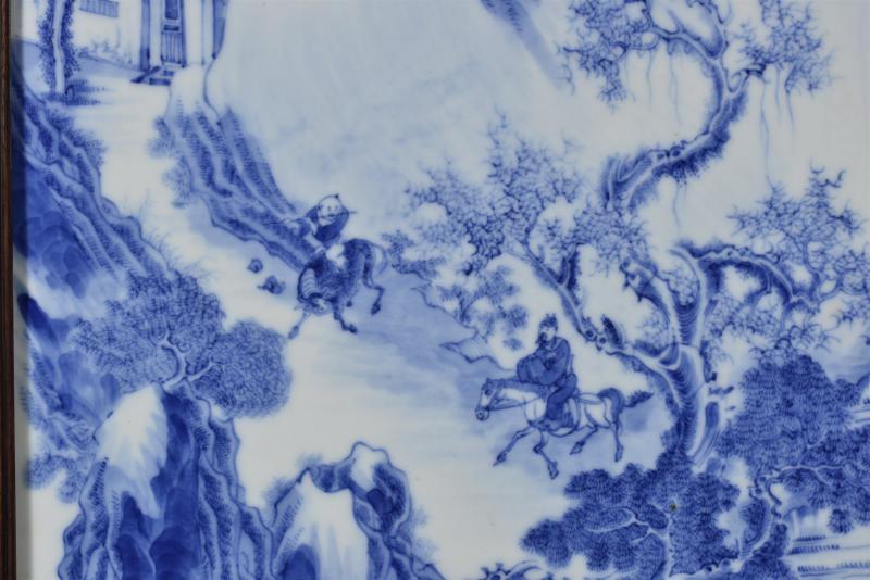 清光绪 青花山水瓷板 - 图4
