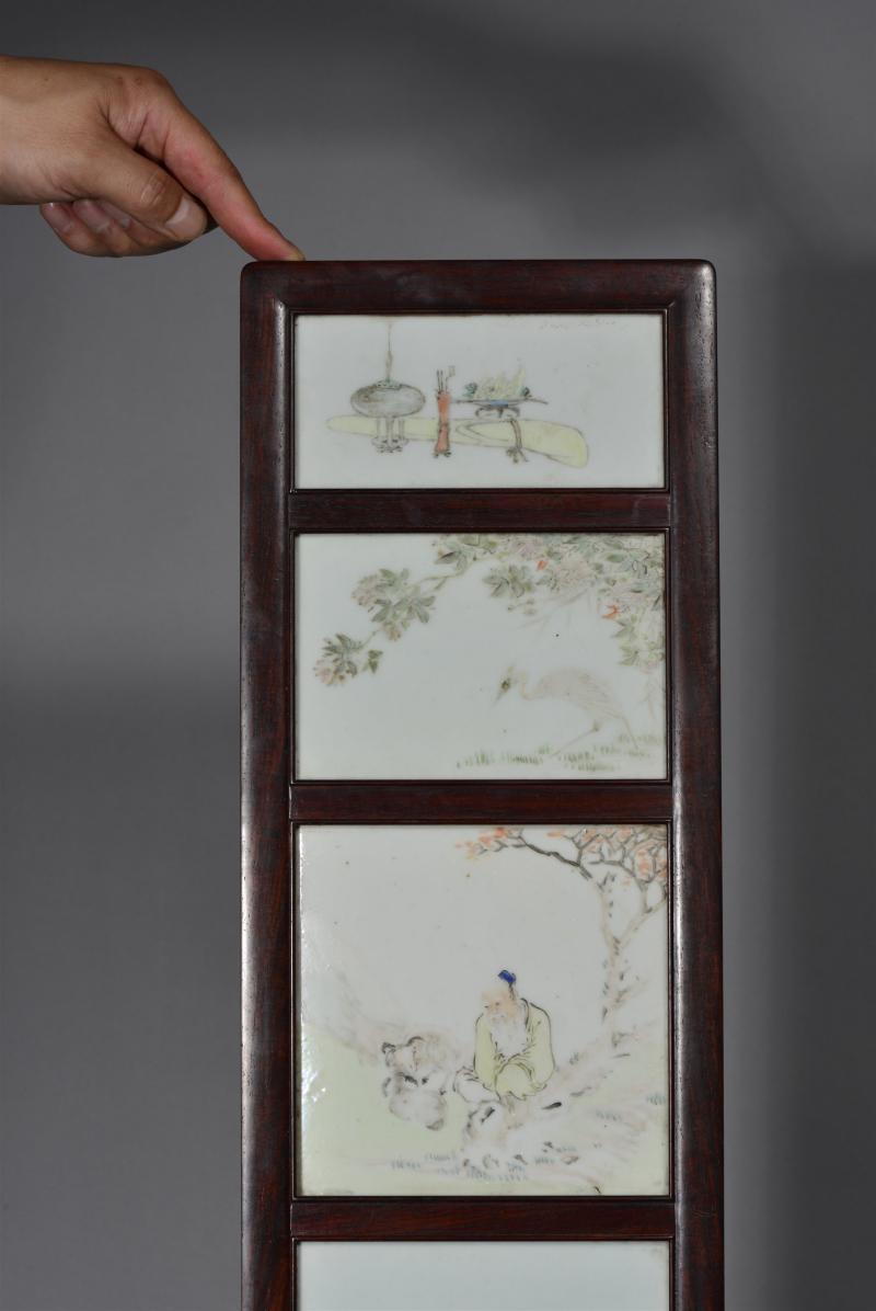 清光绪 任焕章浅绛彩山水人物花鸟八条屏 - 图25