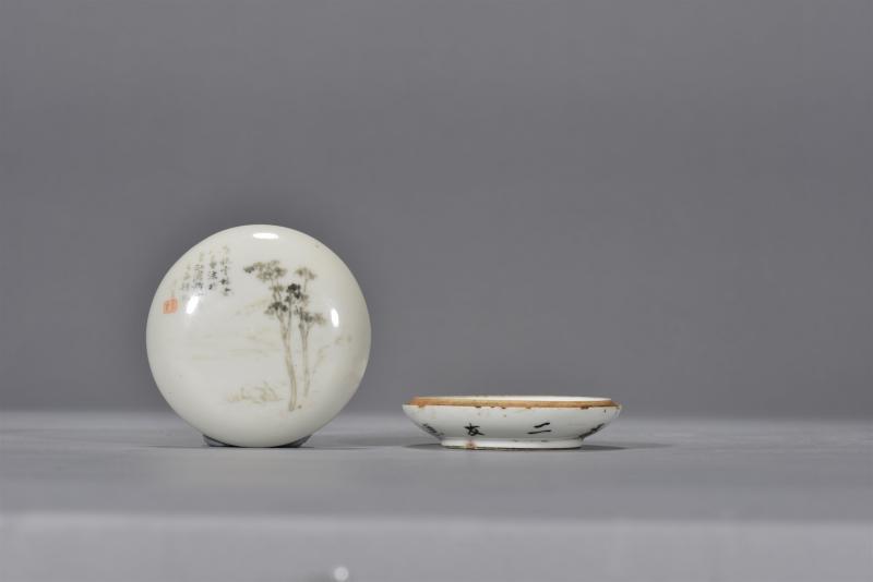 清同治 金品卿墨彩文房印泥盒 - 图3