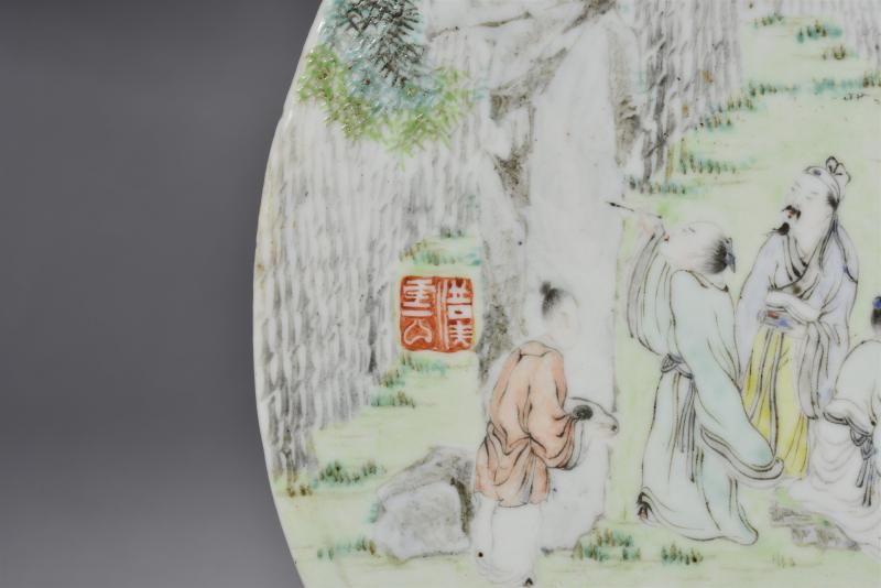 清光绪 汪章「竹林七贤」瓷板 - 图6