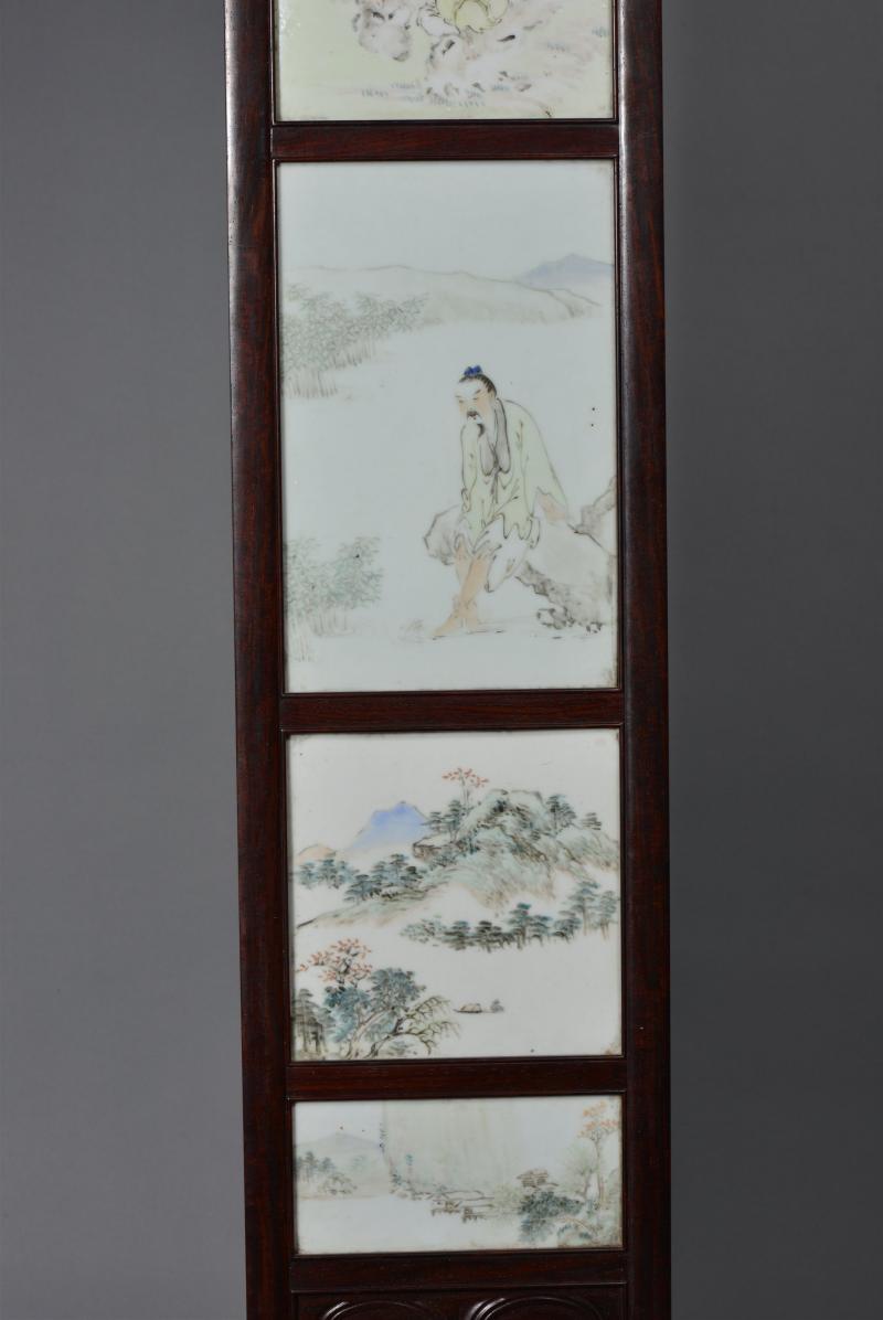 清光绪 任焕章浅绛彩山水人物花鸟八条屏 - 图26