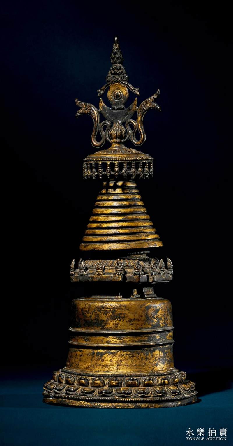13世纪 （西藏）铜鎏金噶当塔