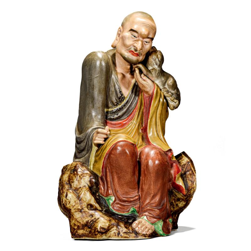 民国 曾龙升笑狮罗汉坐像