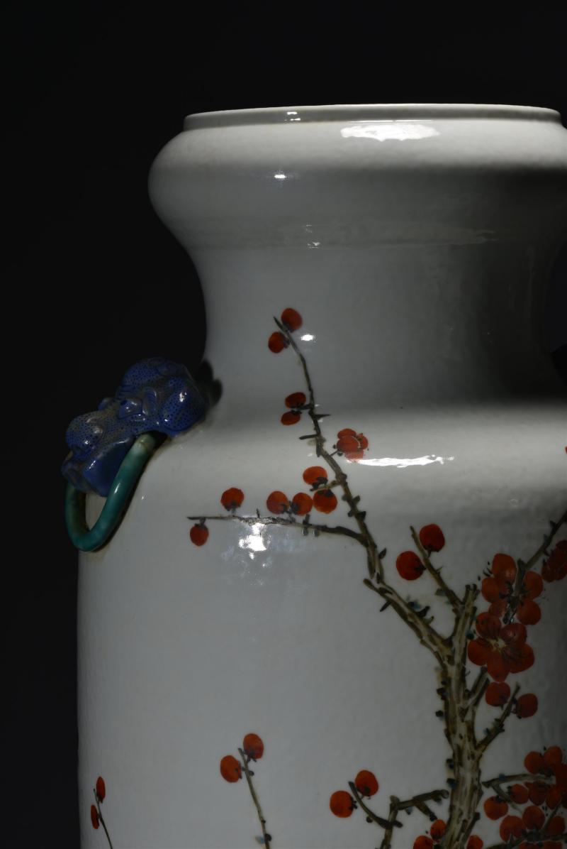 清光绪 金品卿风格浅绛彩梅花图大瓶一对 - 图9