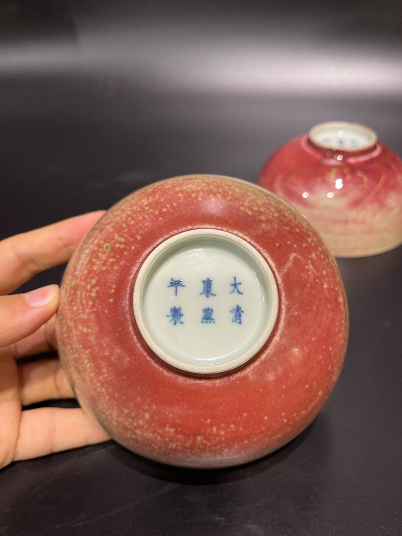 清 豇豆红釉碗一对 - 图14