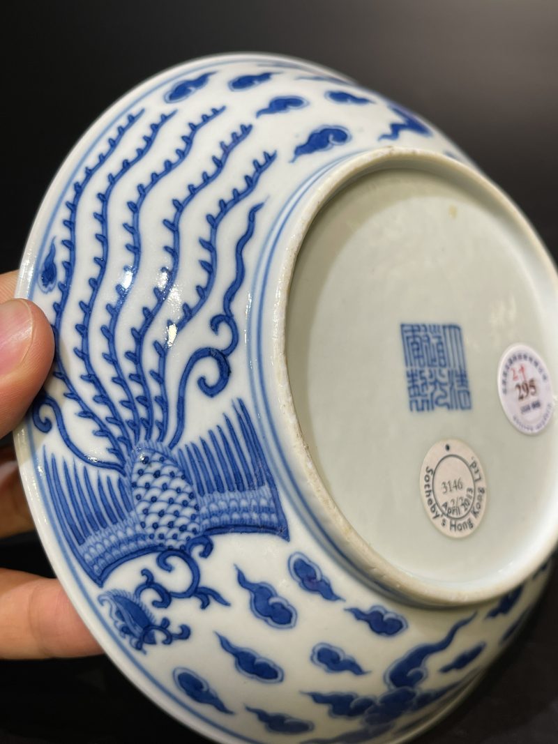 清道光 青花凤纹盘一对 - 图15