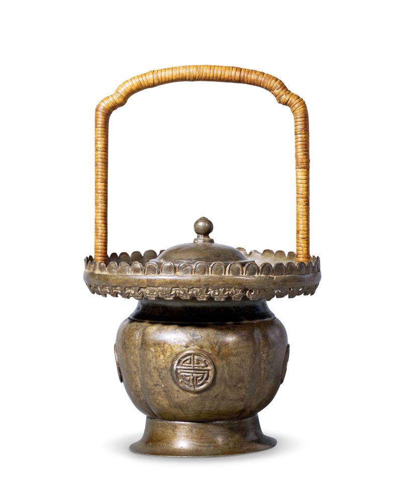 清 铜提篮式温酒器