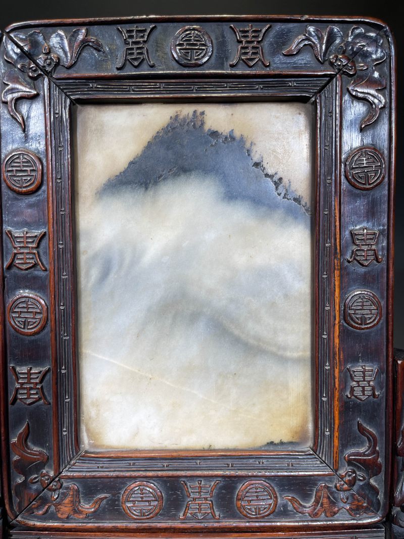 清早期 红木嵌大理石插屏 - 图6