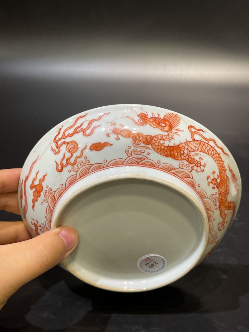 清康熙 矾红龙纹盘一对 - 图8