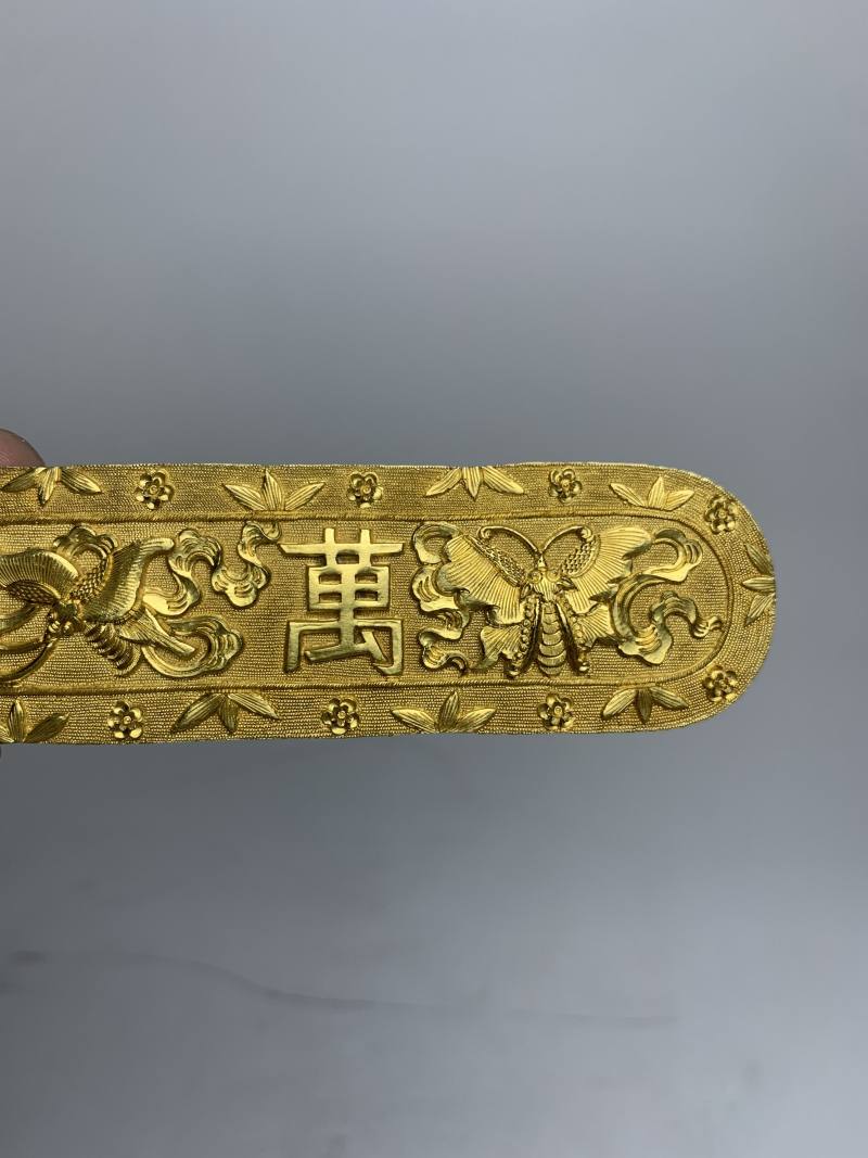 清 金錾花万寿无疆扁方 - 图3