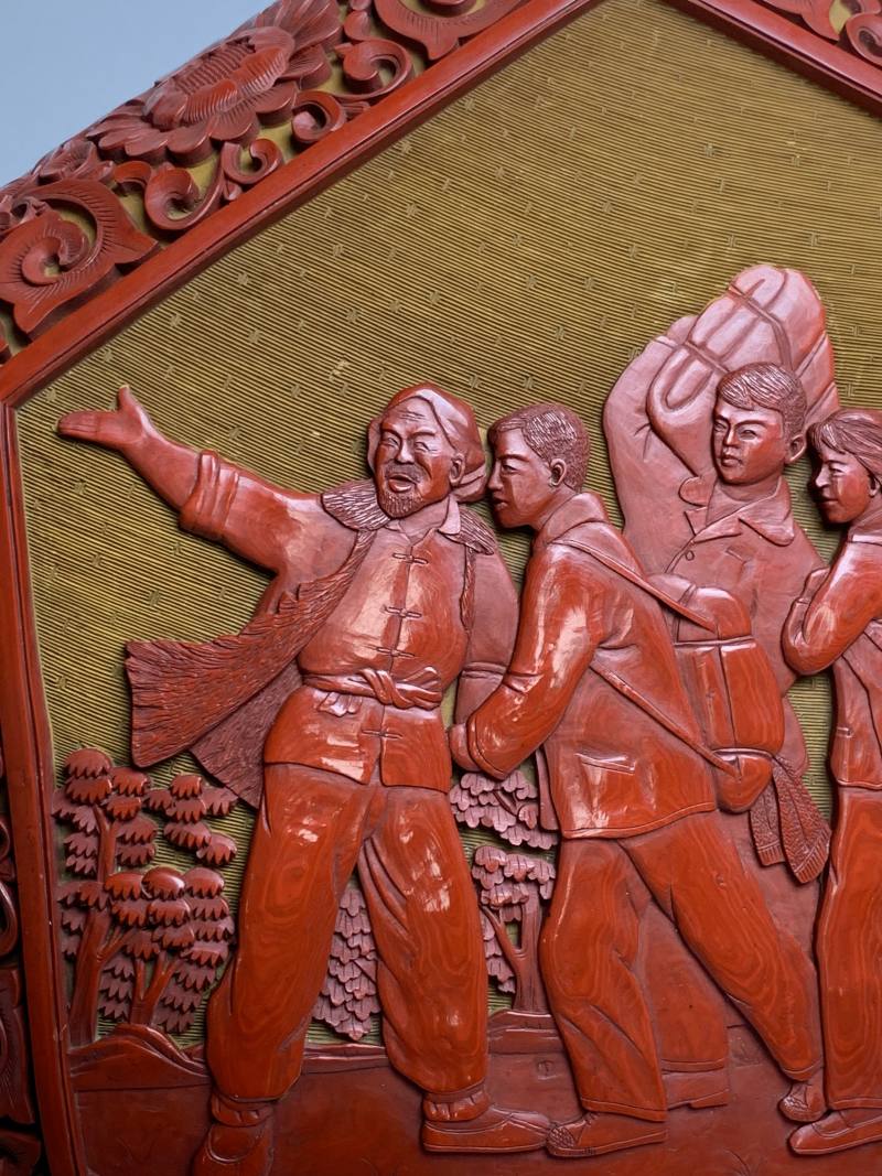 50-70年代 剔红人物故事图六方捧盒 - 图12