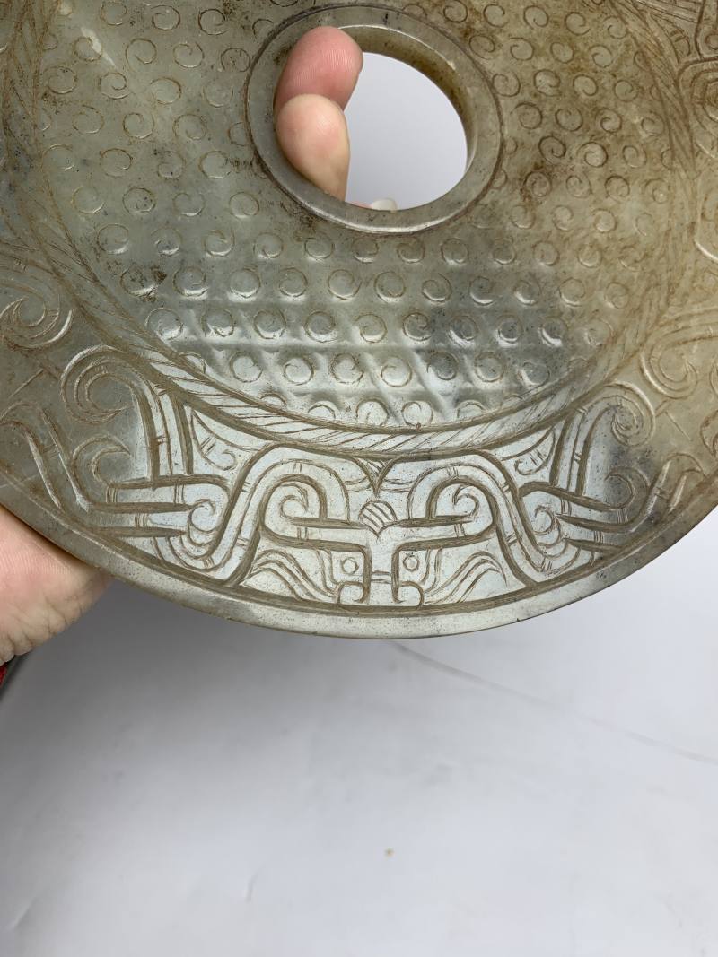 明 青玉兽面纹壁 - 图5