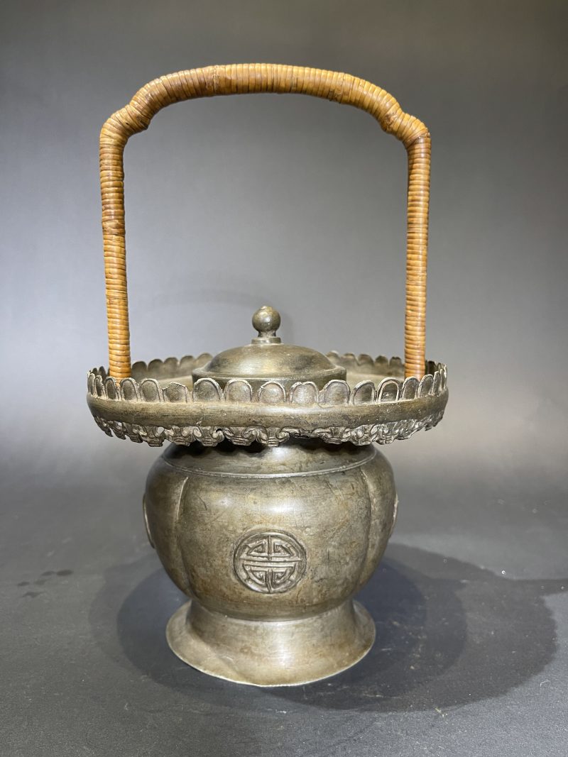 清 铜提篮式温酒器 - 图2