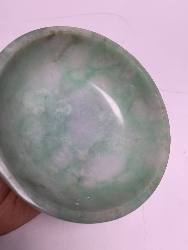 清 翡翠游环凤耳兽面纹盖炉（紫檀座） - 图8