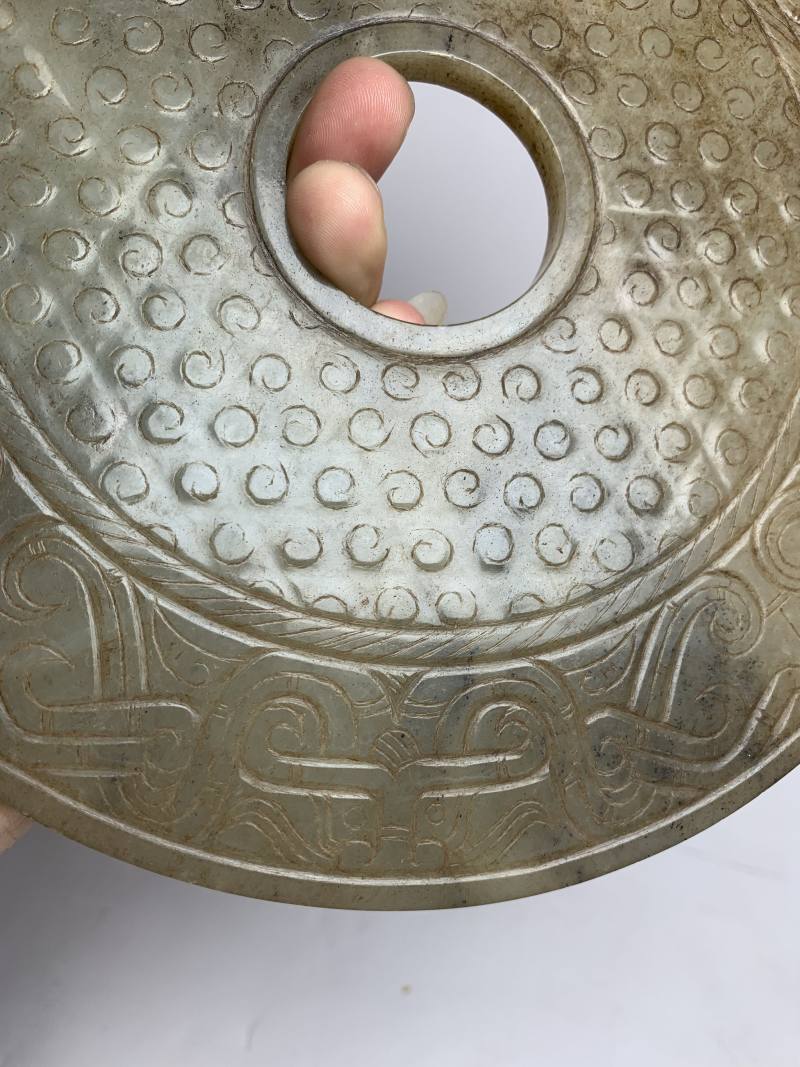 明 青玉兽面纹壁 - 图6