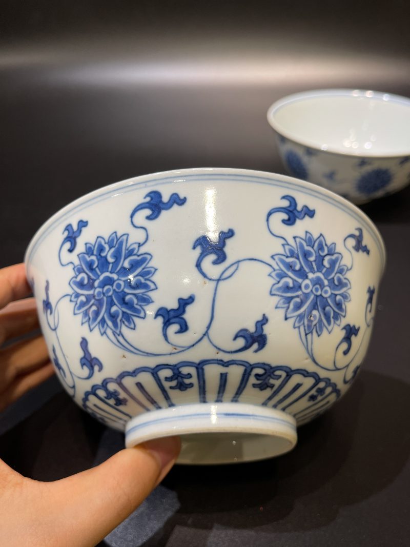 清道光 青花缠枝莲纹碗一对 - 图6