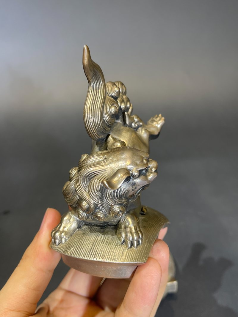 清 纯银狮子香薰 - 图7