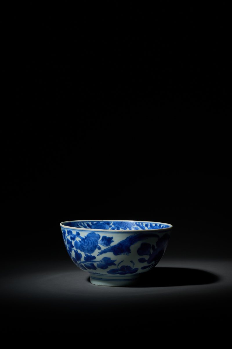 清康熙 青花锦鸡牡丹纹大碗 - 图4