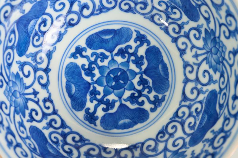 Lot839 清光绪 外粉彩内青花松鹤纹碗 - 图7