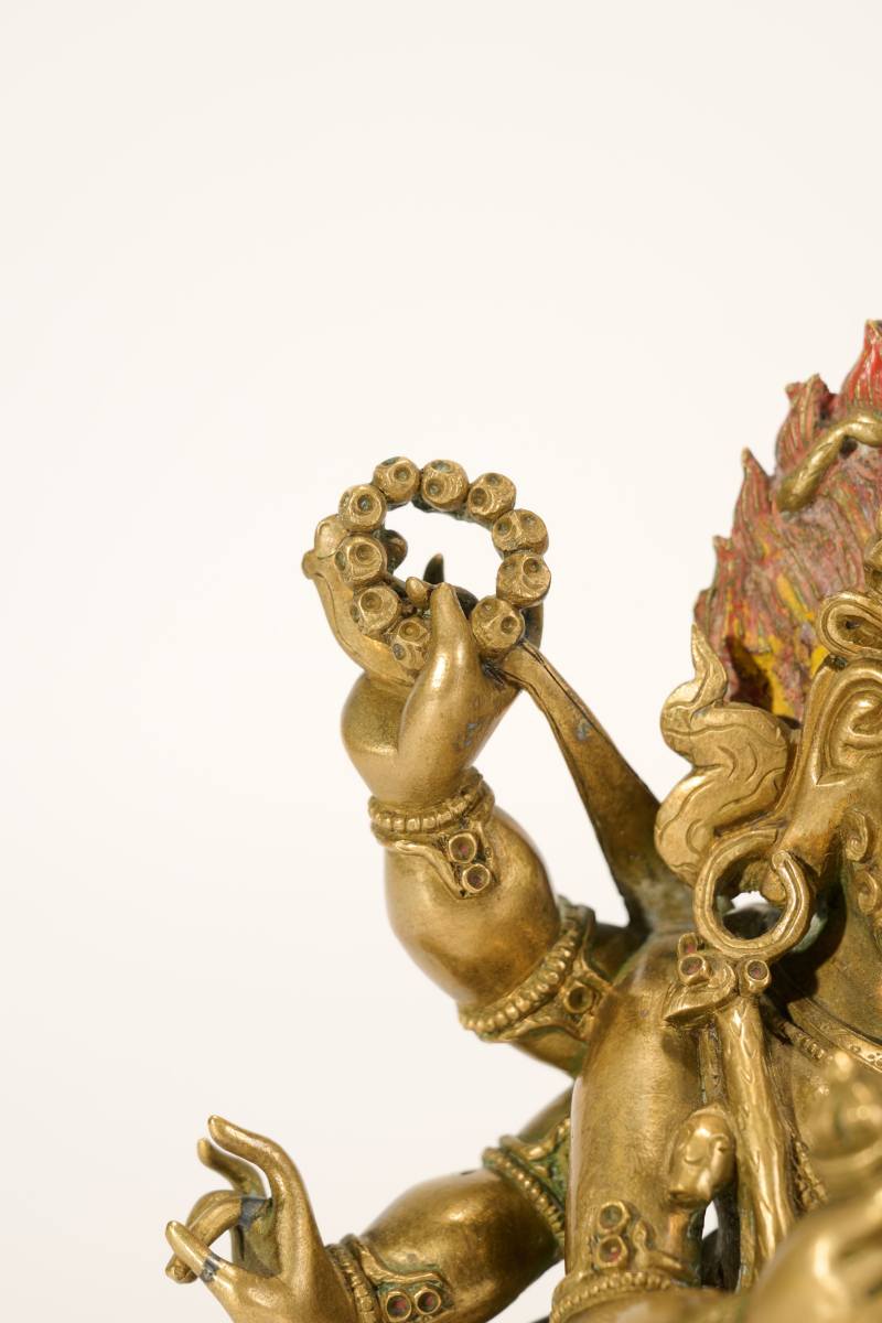 Lot930 清乾隆 铜鎏金大黑天像 - 图6
