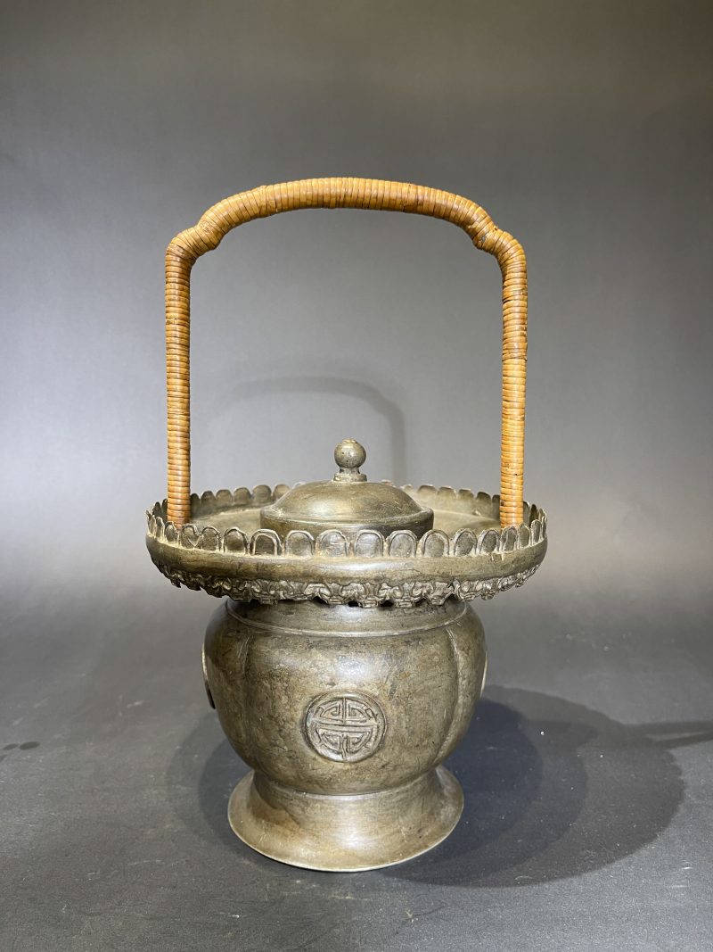 清 铜提篮式温酒器 - 图4