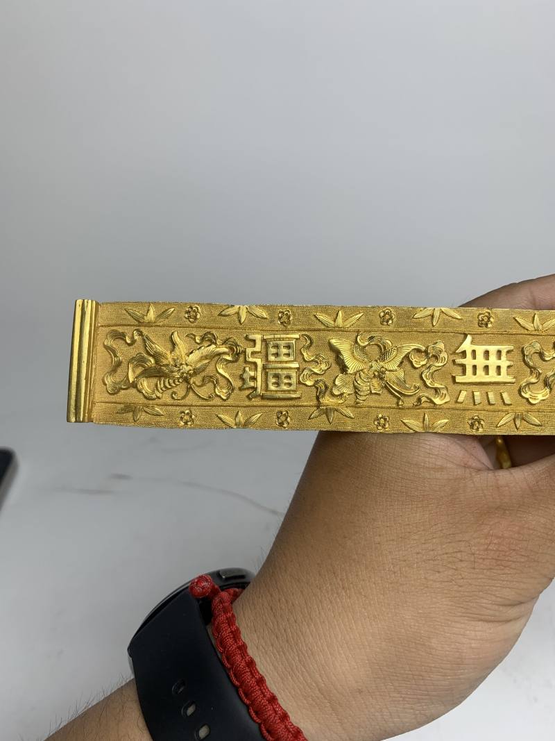 清 金錾花万寿无疆扁方 - 图6