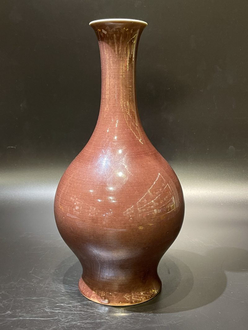清道光 茄皮紫釉橄榄瓶 - 图2