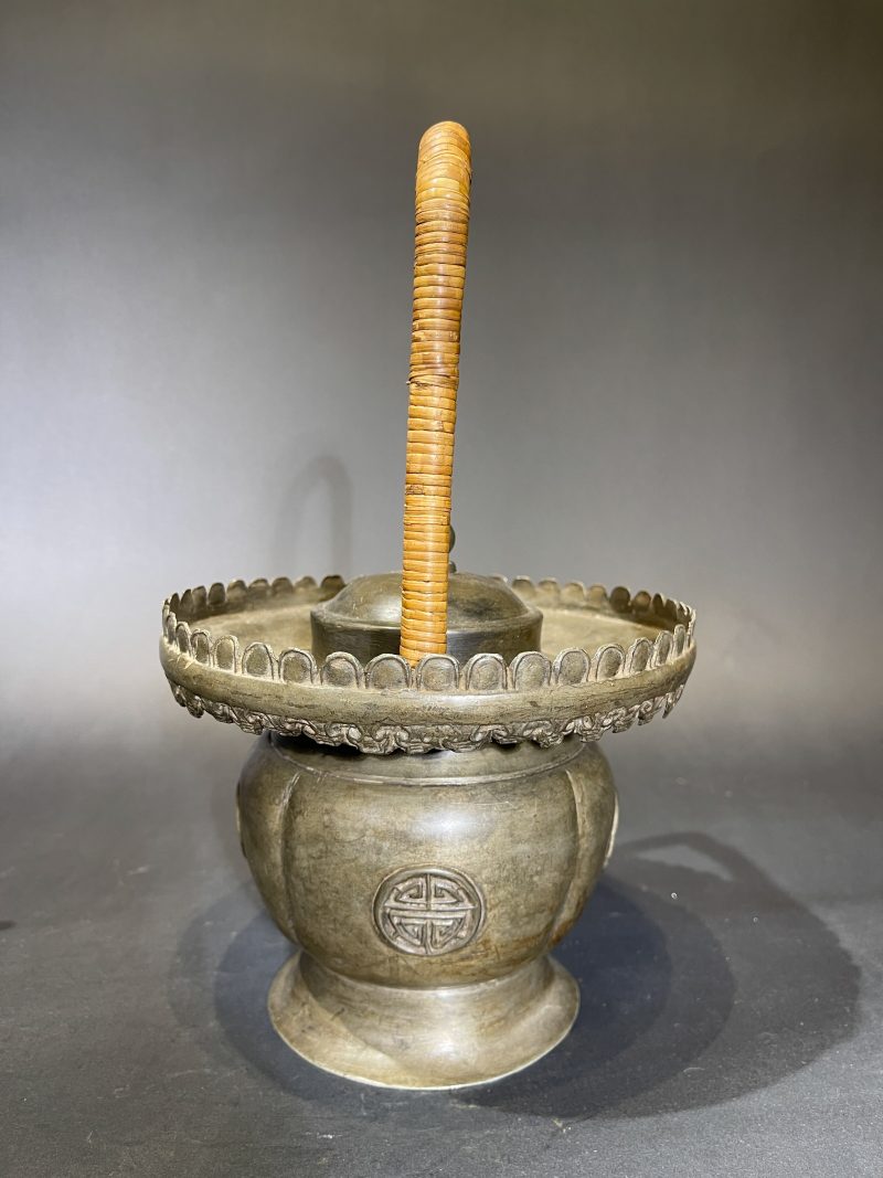 清 铜提篮式温酒器 - 图5