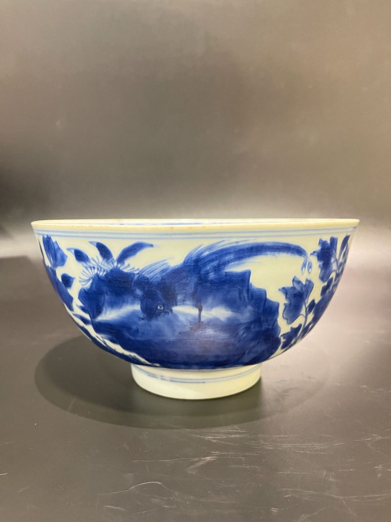 清康熙 青花锦鸡牡丹纹大碗 - 图6
