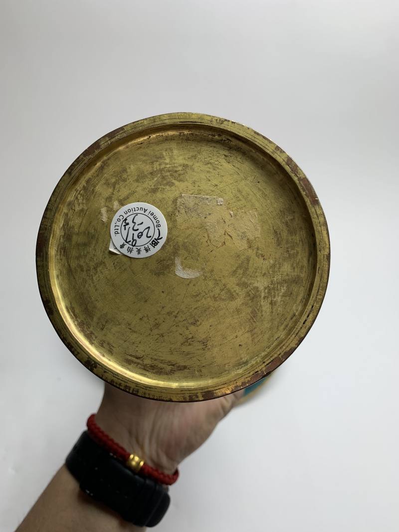清 铜胎掐丝珐琅兽面纹花觚一对 - 图17