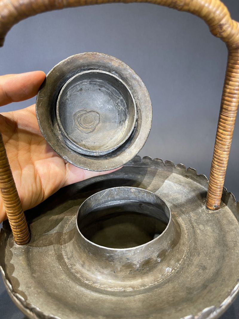 清 铜提篮式温酒器 - 图6