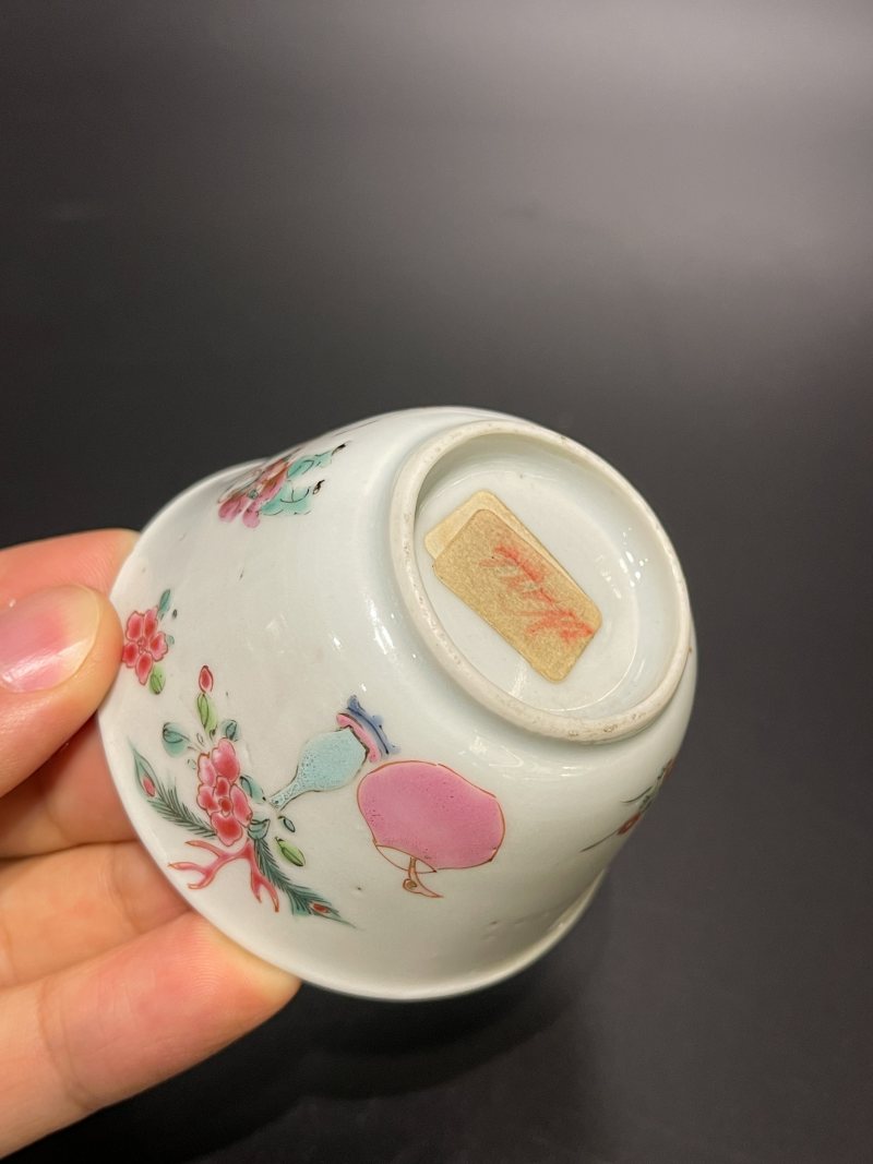 清雍正 粉彩三娘教子图杯 - 图10