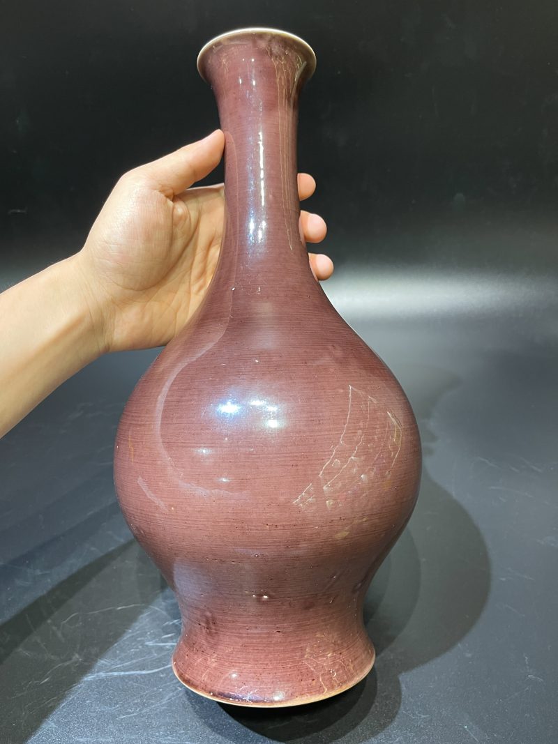 清道光 茄皮紫釉橄榄瓶 - 图4